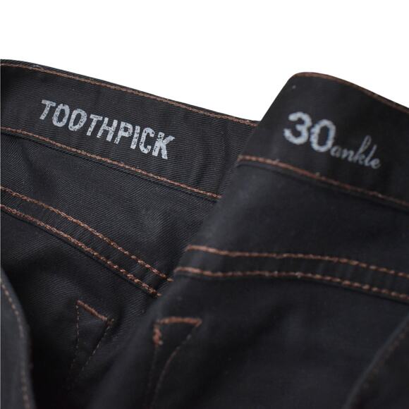 J crew black toothpick ankle length low rise cotton stretch denim jeans sz 30/10 - Picture 4 of 7